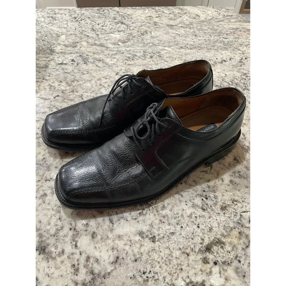 Bostonian First Flex Mens Black Leather Square Toe Derby Dress Shoes Size 11 M